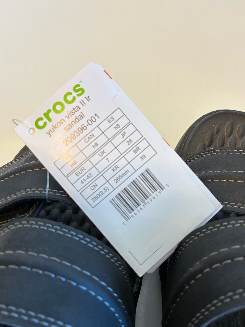 CROCS Yukon Vista II  Sandal — Black with White Stitching